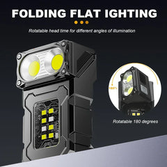 Mini LED Flashlight Outdoor Portable Magnetic Torch Lamp for Camping Fishing Walking Work Light with Red Warning Light