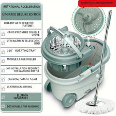 Hot Sale 360 Spin Mop and Bucket Set, Easy Wring Self Cleaning Floor Mop with 3 Replaceable Microfiber Heads & Adjustable Handle