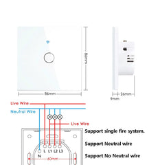 Work With Tuya WiFi Smart Switch Works With Alexa With/Without Neutral Wire Wireless RF433 Wall Touch Sensor Switch