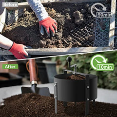 Rotary Soil Sifter Compost Sieve Garden Potting Sifting Mesh Rock Sand Dirt Sieve 13" Sifting Filter with 1/5 Inch Mesh Sifting