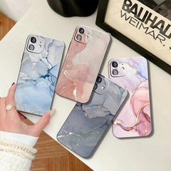 Luxury Marble Texture Phone Case For iPhone X XR XS 7 8 6S 6 5 Plus Silicone Anti Fall Back Cover Ultra Thin Soft Silicone Protective Shockproof and Scratch Resistant with Cute Design Pattern Case