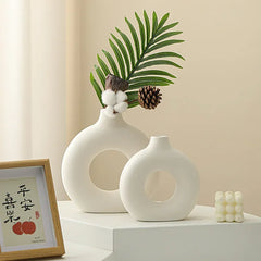 Nordic Style Flower Vase Morandi Geometric Vase Ceramic Art Crafts Bedroom Living Room Desktop Decoration Vase Decoration Home