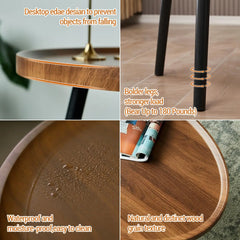 Nesting Coffee Table Set of 2 Mid Century Modern Walnut End Tables For Living Room Small Spaces Sofa Side Table