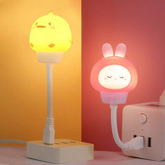 USB Night Light LED Cute Cartoon Night Lamp Bear Chick Kitten for Baby Kid Bedroom Decoration Bedside Lamp