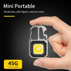 COB Keychain Work Light with Battery Display 8 Mode Rechargeable High Lumens Portable LED Light for Camping Hiking Running
