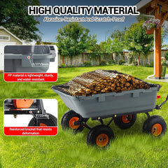 Poly Garden Dump Cart, 900Lbs Heavy Duty Utility Dump Wagon Yard Cart ,10" Tires