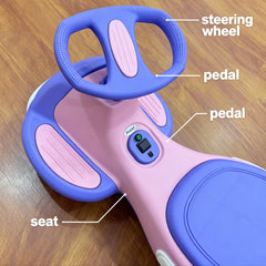 2-In-1  Ride on Wiggle Car, Pedal-Powered Swing Toy with 2 Speeds, Anti-Tipping  Capacity Ideal Present for Birthdays