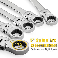 Ratchet Combination Wrench Set 6-32mm Gear Ring Ratcheting Combination Wrench Kit Metric Flexible Head with Canvas Bag Tools Set