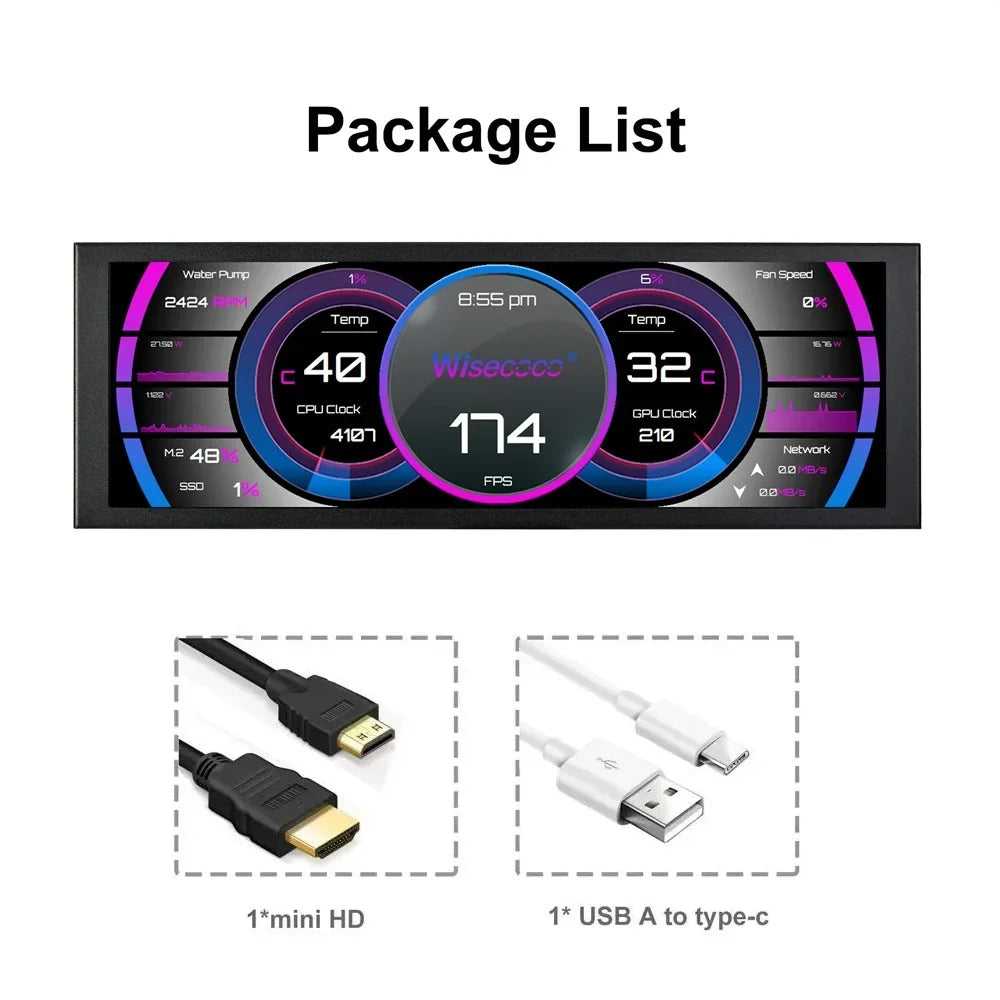 11.3/7.84/8.8 Inch Portable Monitor Long Stretched Strip Display 1920x440 IPS LCD Screen for Raspberry Pi AIDA64 PC Laptop