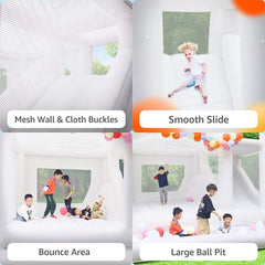 Kids Party Large 15x13ft Inflatable White Bounce House For Soft Play Customization Oxford Bouncy Castle To Door Include Blower