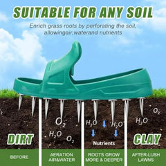 2 Pcs Lawn Aerator Shoes No Assembly Required with Heavy Duty Spikes Adjustable Lawn Spike Shoes for Grass Aerating Durable Met