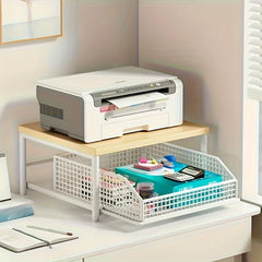 Space-Saving Kitchen Countertop Organizer with Drawer & Wire Basket - for Coffee Maker, Utensils, Spices