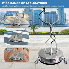 20 inch 4600 PSI Pressure Washer Surface Cleaner with 4 Wheels & Dual Handles for Cleaning Driveways, Sidewalks, Decks & Patios