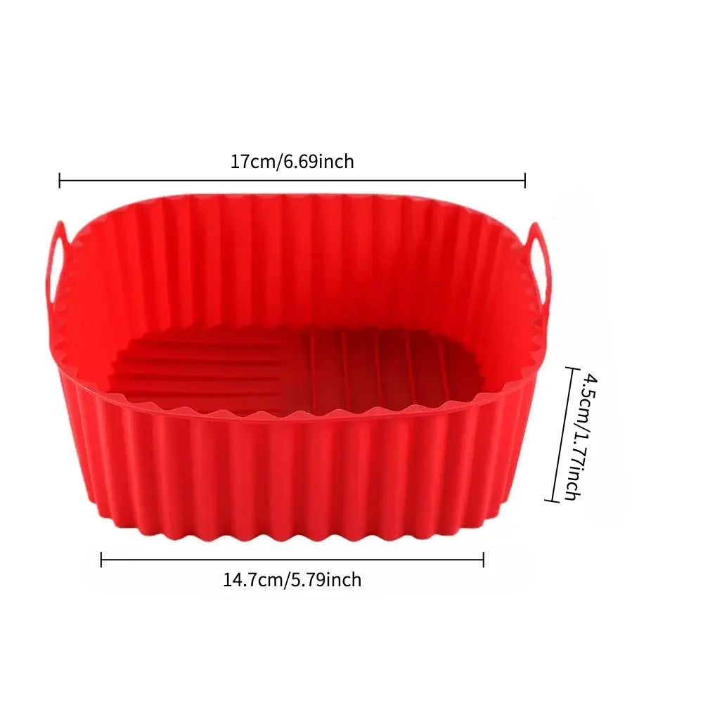 Reusable Air Fryer Silicone Liners Square Non Stick Basket Mat for 4-7QT Air Fryer Oven Microwave Baking Airfryer Accessories