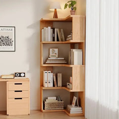 Solid wood corner bookshelf Floor rack Multi-layer corner cabinet Storage storage