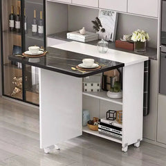 Folding dining table household small apartment movable pulley retractable rectangular simple multi-functional eating table
