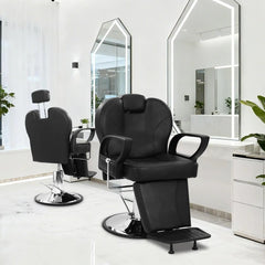 Premium Hydraulic Barber Chair 360° Swivel Reclining Salon Chair With Headrest & Footrest, 330 Lbs Max Load