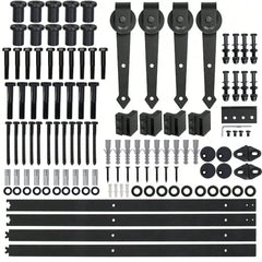 6.6 /12FT  Bypass Double Sliding Barn Door Hardware KitRoller Separate Space ,Single Track,Heavy Duty,Slide Smoothly Quietly