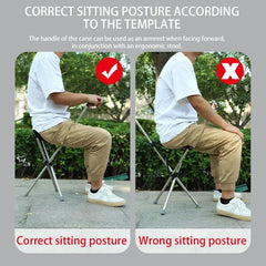 Foldable Cane Easy To Carry Seat Portable Stool Folding Chair Non Slip Handle Super Light Walking Stick For Outdoor Walking