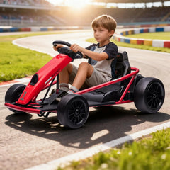 24V Go Kart for Teens & Big Kids Drifting Car with 2×300w Motor,8 MPH Speed,Music,Slow Start,Outdoor Racing Toy for Ages 8-12Y