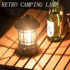 2Pack Camping Lantern USB Rechargeable Battery Powered Retro Camping Light Waterproof Hanging LED Tent Lamp for Hiking Fishing