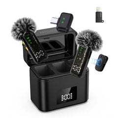 Wireless Lavalier Microphone, AI Noise‑Reduction Lapel Mic With Charging Case, Plug‑and‑Play for iPhone Android Vlog Live Stream