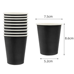 Disposable Tableware Solid Black Theme Birthday Party Paper Napkins Cups Plates Tablecloths Knife Fork Spoon Party Decorations