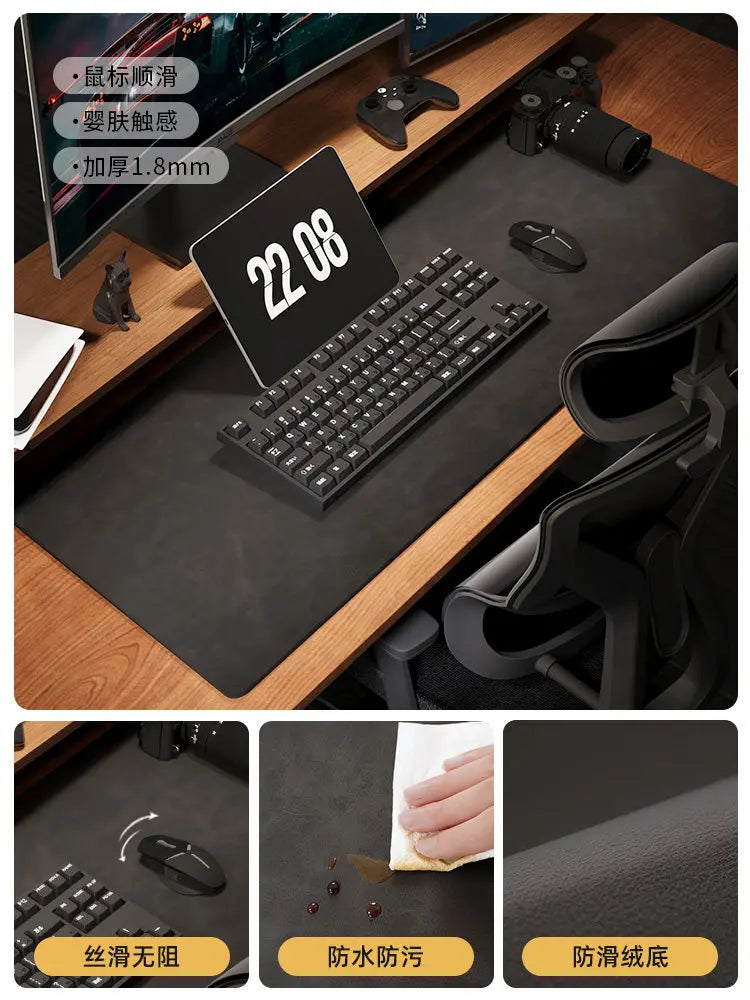 Luxury Crazy Horse PU Mouse Pads Xxl Waterproof  Desk Mat Protective Cover Large Mousepad Computer Laptop Non-slip Desk Pad