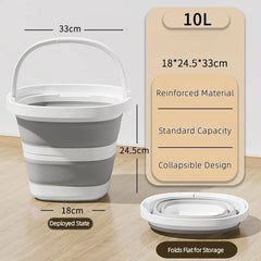 10L Collapsible Water Bucket with Handle Portable Foldable Pail for Fishing, Camping Travel, Easy Storage for Outdoor Daily Use