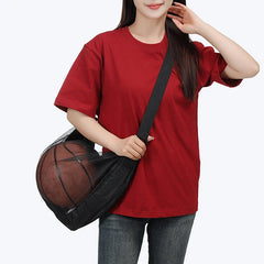Single Ball Bag with Zipper Pocket Mesh Ball Storage Bag Sport Equipment Drawstring Sling Storage Net Carrying Basketball
