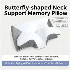 Memory Foam Pillow for Cervical Spine Protection, Slow Rebound, Butterfly Shaped Ergonomic, Multifunctional Side Sleeping Pillow