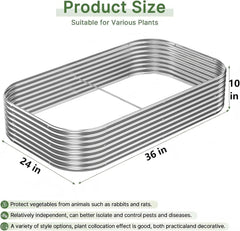 3-Piece Galvanized Steel Raised Garden Bed, Outdoor Metal Planter Box for Vegetables and Flowers, 3x2ft Size