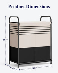 Double-Section Laundry Basket with Lid & Removable Bags, 120L Portable Hamper for Bedroom, Bathroom, Dorm