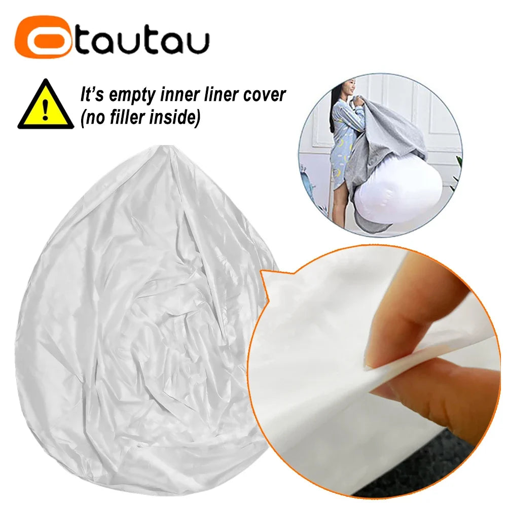 OTAUTAU Adults  Children Fluffy Faux Fur Bean Bag Pouf Cover without Filler Beanbag Puff Salon Ottoman Corner Seat Sac DD003