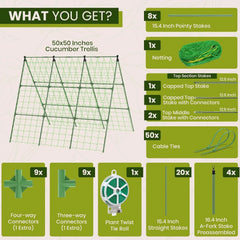 50x50 A-Frame Garden Trellis for Climbing Plants - Easy Assembly, Durable Steel, Fits Raised Beds