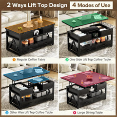 40" Lift Top Coffee Table,4 in 1 Multi-Function Lift Coffee Tables with Storage Drawers and Hidden Compartmen,,FarmhouseTable