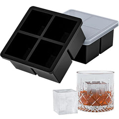 Large Ice Cube Tray Silicone Ice Cubes Mold Easy Release Whiskey Ice Tray With Lid Stackable Square Ice Mold For Cocktails Juice