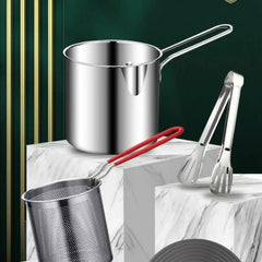 304 Stainless Steel Deep Fryer With Frying Basket Multifunction Small Pot For Kitchen Chicken Fish Cooking Tool