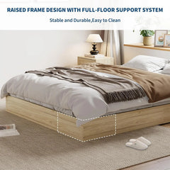 Twin Size Modern Sturdy Wood Platform Bed Frame Strong Wooden Slats, Space-Saving No Box Spring Needed, Easy Assembly