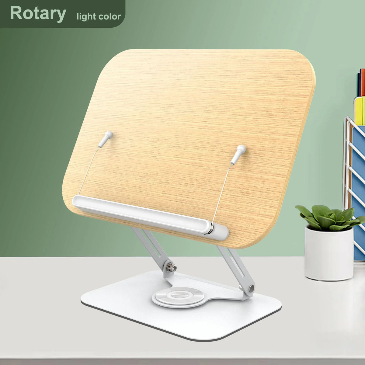 Book Stand for Reading Adjustable Book Holder with 360° Swivel Foldable Cookbook Stand Textbook Stand for Music Scores Recipe