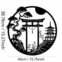 Fashion New Elegant Japanese Bird & Torii Gate Metal Wall Art, Easy-to-Hang Sparrow Door Sculpture for Modern Home Office Decor
