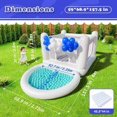Sold out White Bounce House with Pump Kids Ball Pit Bounce House for Kids 3-6 Birthday Indoor or Outdoor Playhouse Customization