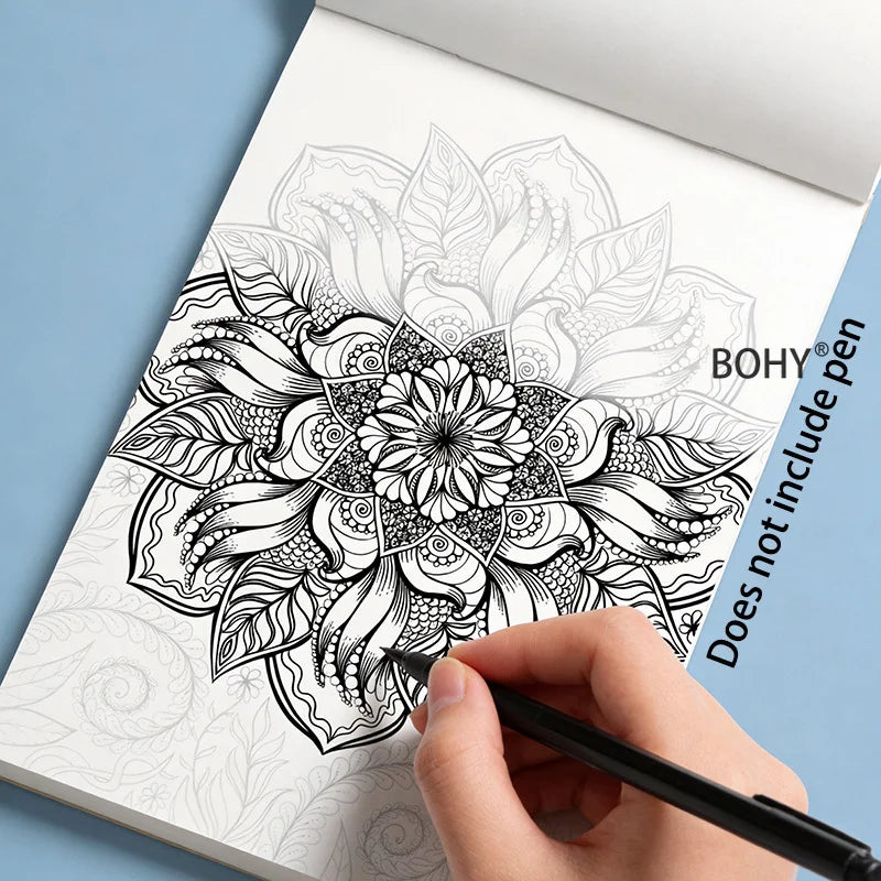 1 Immersive Healing Zen Sketching and Copying Album, 24 Pages, Suitable for Adults To Relieve Stress, Calm Down in Painting