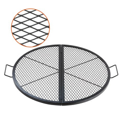 Foldable Round Cooking Grate for Outdoor Party Heavy Duty Steel Fire Pit Grill with Handle and Support X Wire 36 Inch Black Por