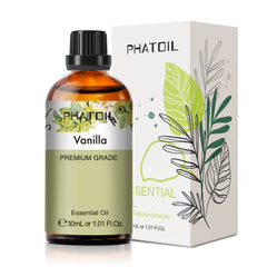 PHATOIL 30 ml de aceites esenciales de lavanda, menta piperita, vainilla y árbol de té para aromaterapia y elaboración de velas, aceites aromáticos naturales de eucalipto