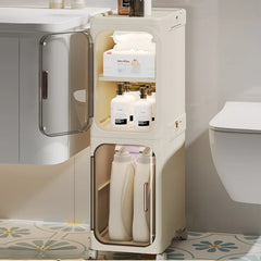 Household bathroom narrow seam storage cabinet, multifunctional foldable with wheels, dust-proof and crevice storage cabinet
