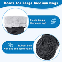 Waterproof Dog Boots for Winter Sw Rainn-Slip Dog Shoes for Medium to Large Dogs Extended Cuff Paw Protectors for Outdoor Walki