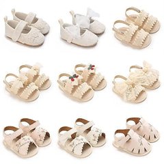 NEW Baby Girls Shoes Non-Slip Soft Soled Lace Bowknot Flats Toddler First Walker Fall Princess Shoes