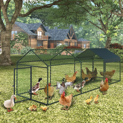Heavy Duty Large Metal Chicken Coop 120"x40"x40" Walk-in Poultry Cage with Lockable Door Outdoor Backyard Chicken Run Playpen