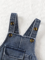 Two-Piece Set for Baby Boys: Casual and Versatile Style for Spring and Summer, Featuring a Striped Round-Neck Short-Sleeve Top and Stylish Pocket Overalls